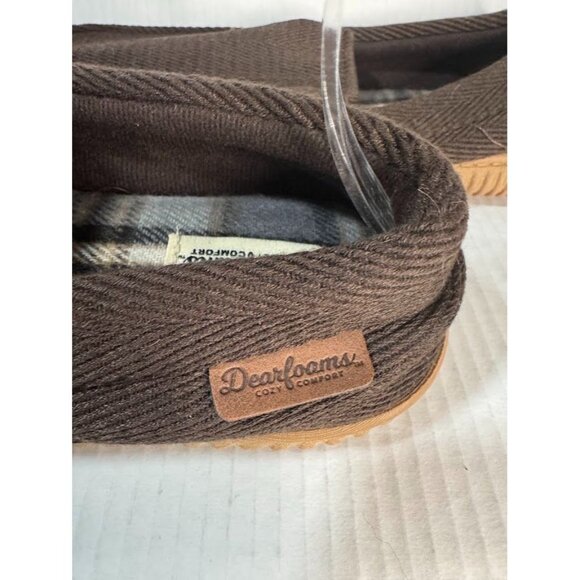 Dearfoams Cozy Comfort Men's Herringbone Moccasin Slippers US9-10 - Picture 3 of 6